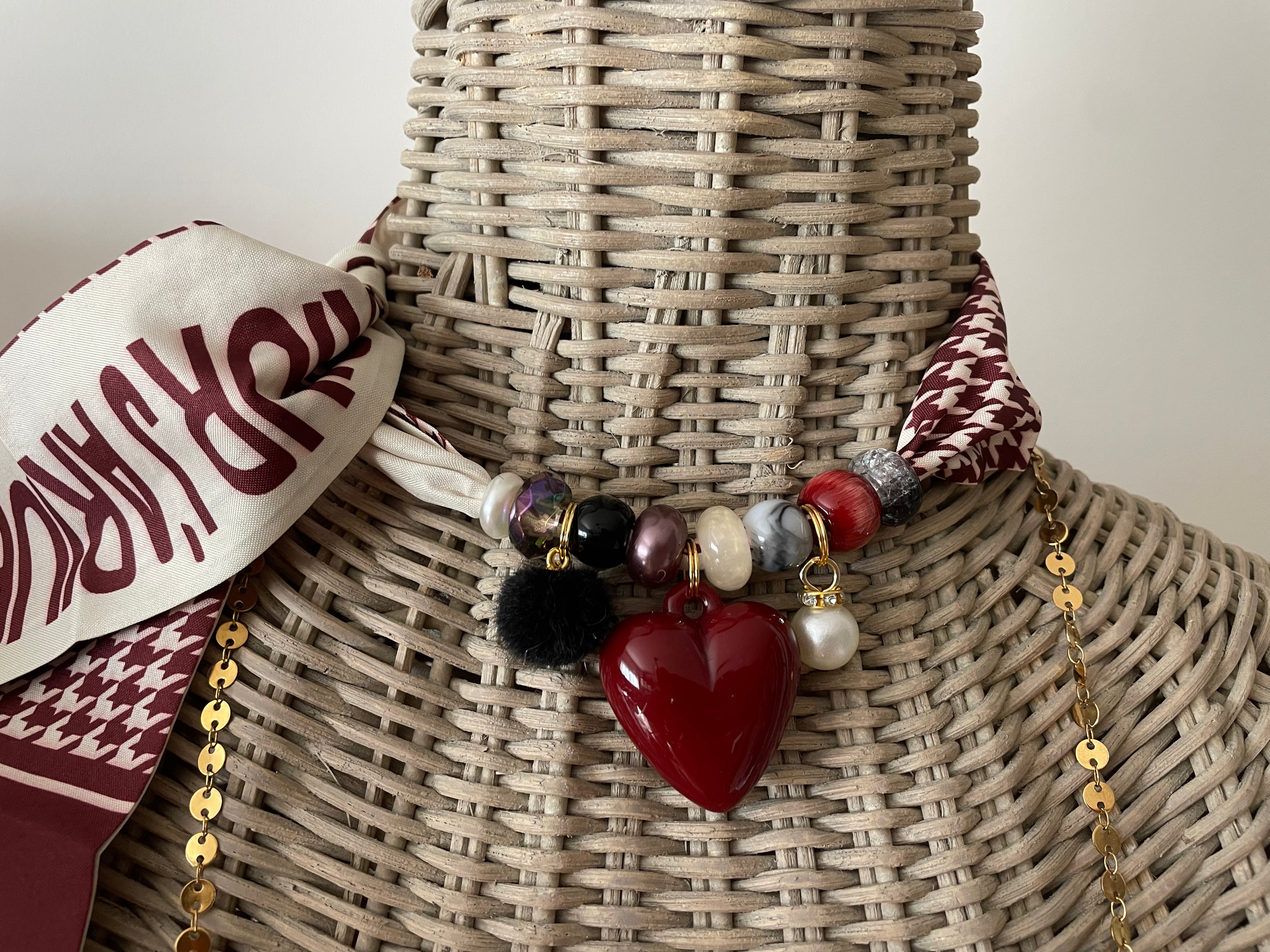 Sjaalenketting - Bordeaux ruit