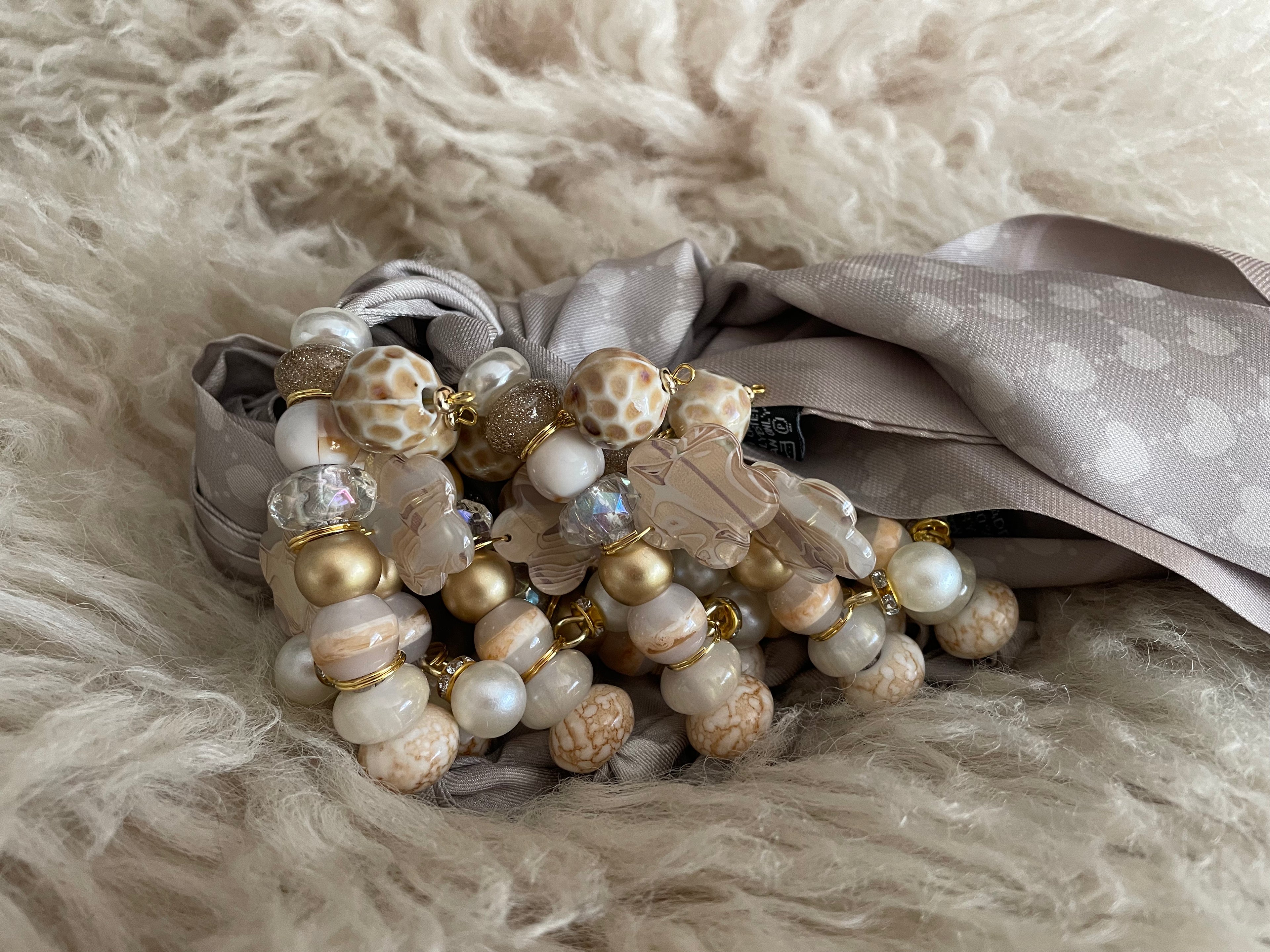 Sjaalenketting - Beige ecru