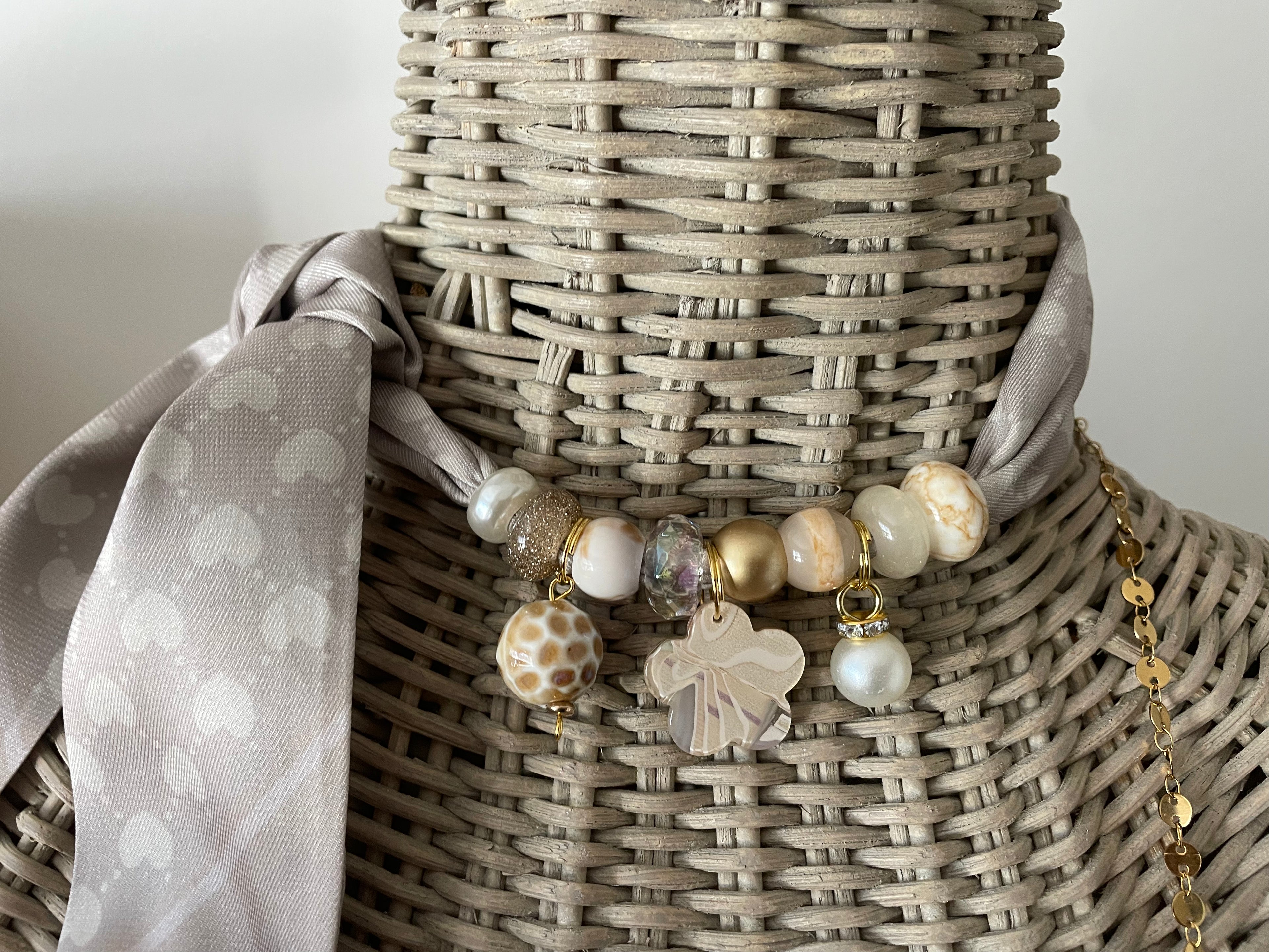 Sjaalenketting - Beige ecru